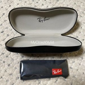 RAY-BAN Black Sunglasses Case + Cleaning Cloth NEW & Authentic